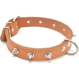 Нашийник для собак Zoo-hunt шкіряний з шипами подвійний рудий ОДШ 4,0/49-60 см