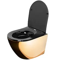 Підвісний унітаз Rea Carlo flat mini gold/black REA-C8990, Золотий - мініатюра 3