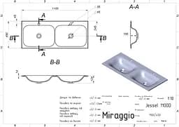 Умивальник Miraggio JESSEL 1100-2 (0000923) Miramarble, Глянцевий, Накладний/Врізний, Білий - мініатюра 2