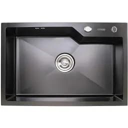 Кухонна мийка Platinum Handmade PVD з нержавіючої сталі 3 мм прямокутна 65x43x22 см чорна (000033648)