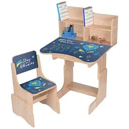 Дитяча парта Bambi N 2071-4-3 з англ. абеткою та стільчиком дуб сомона