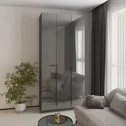 Шафа 3-дверна з антресоллю MebelStar Оскар Gloss BL-B, блок шухляд+полиці 120x52x260 см Антрацит/Антрацит (MBS-5446)