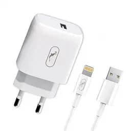 Зарядний пристрій SkyDolphin SC22EL (1USB, 2.1A) White + кабель Lightning (MZP-000158)