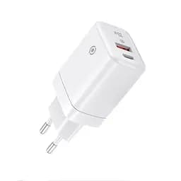 Сетевое зарядное устройство Piko 33W USB-C PD+USB-A QC 3.0 White