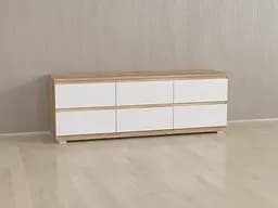 Тумба під телевізор Flamecame з ящиками з ДСП II K-13 Дуб сонома/білий