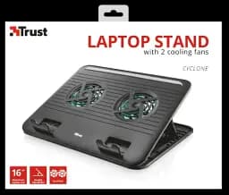 Підставка для ноутбука до 16" Trust Cyclone, Black, 2x8 см вентилятори, 8 рівня підйому та нахилу, 230х300х15 мм, 531 г (17866) - мініатюра 5
