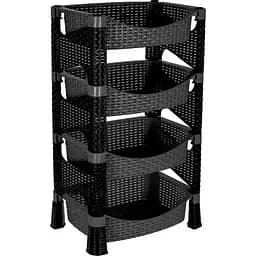 Этажерка Violet House Роттанг Гелаксі 4-х ярусна чорна (0740 Роттанг Гелакси BLACK)