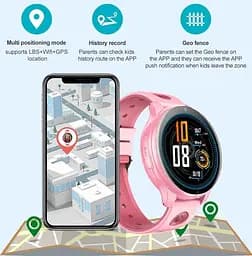 Дитячий смарт годинник Lemfo D40 з GPS, 4G SIM картою, відеозв’язком, прослуховуванням, Wi-Fi та SOS, розумний годинник для дітей Рожевий - мініатюра 6