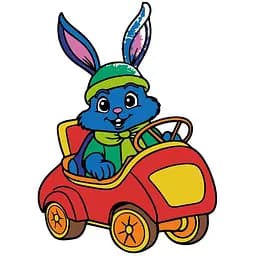 Детская раскраска Art Craft Кролик за рулем с пальчиковыми красками 25х25 см (15643-AC)