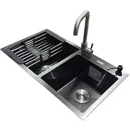 Комплект мийка + змішувач Romzha Arta U-730SDN BL (B)