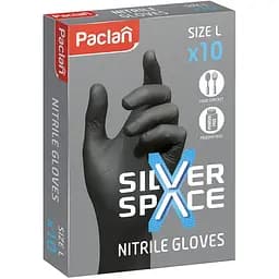 Перчатки Paclan Silver Space нитриловые L черные 10 шт.