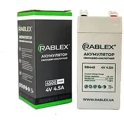 Аккумулятор свинцово-кислотный Rablex RB445, аккумуляторная батарея AGM 4500 мАh 4V/4.5A