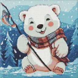 Алмазная мозаика без подрамника Зимняя рыбалка AMC7785 с АВ стразами 30х30 см