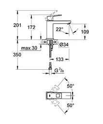 Змішувач для умивальника Grohe Eurocube 23446000 Хром - мініатюра 2