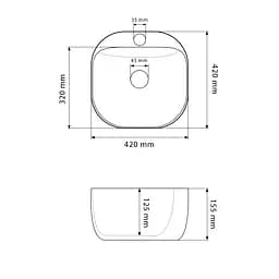 Умивальник VBI Narni white накладний VBI-014901, Білий - мініатюра 2