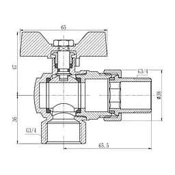 Кран кульовий SD Forte "Американка" 3/4" кутовий SF221W20 - мініатюра 2