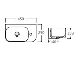 Раковина підвісна Qtap Tern 450х250х158 мм, White, права, прямокутна, без донного клапана QT1711H02LW - мініатюра 6