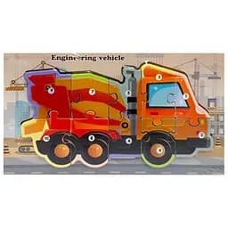 Деревянный пазл-вкладыш "Engineering vehicle" MD 1924-7, 10 элементов