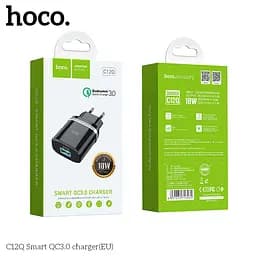 Адаптер мережевий HOCO Smart FCP/AFC C12Q 1USB 18 W black - мініатюра 5