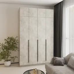 Шафа 4-дверна з антресоллю MebelStar Оскар ДСП BL-B, комплект полиць 160x52x260 см Бетон (MBS-5011)