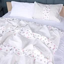 Комплект постільної білизни MisSon Сатин 22-1401 Blooming Beauty 143 x 210 см білий з бежевим (2200010566789)