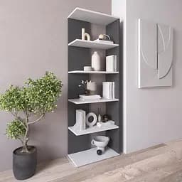 Книжная полка стеллаж Vays D-6 Антрацит-Белый из 5 открытых секций ЛДСП 60x30x178 см для дома офиса гостиной