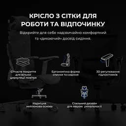 Крісло для геймерів Anda Seat X-Air Mega Size XL Mesh Gray Twilight (AD-WY-01-GGSP) - мініатюра 7