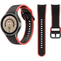 Ремінець для Samsung Galaxy Watch 4 44mm - чорно-червоний ширина кріплення 20мм силікон розмір L Watchbands Double Line (W12-2WB61286536)