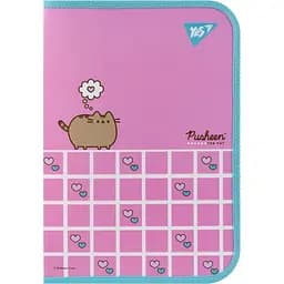 Папка факультативная Yes Pusheen Hearts А4 пластиковая на молнии с внутренним карманом (492222)