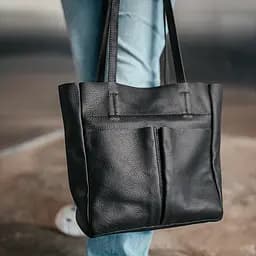 Сумка-шопер шкіряна жіноча чорна Handycover S428 з 2 ручками - мініатюра 2