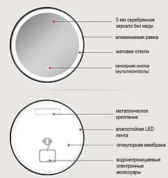 Дзеркало Dusel DE-M2071D 80 см з годинником, Білий - мініатюра 7