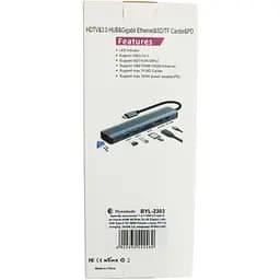 Концентратор Dynamode 7-in-1 USB-C to HDTV 4K/30Hz, 2хUSB3.0, RJ45, USB-C PD 100W, SD/MicroSD (BYL-2303) - мініатюра 12