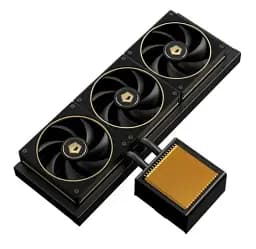 Система рідинного охолодження ID-Cooling DX360 GDL, Black/Gold, 3x AF-127-GDL, PWM, 500～2000±10%RPM, 29.9dB(A) Max, Intel: 1851/1700/1200/115x, AMD: AM4/AM5, до 350 Вт, 27 мм товщина радіатора
