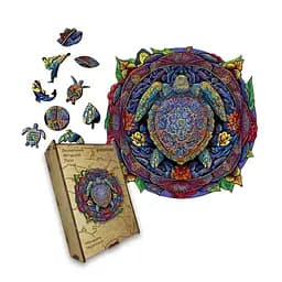 Пазл деревянный Мандала Черепаха, А5, Картонная коробка 35 элементов