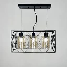 Світильник Лофт у чорному корпусі на 3 янтарних плафони | Арт. 12120/3 BK+AM | Line F