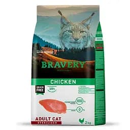 Сухий корм для стерилізованих котів із куркою BRAVERY Chicken Adult Cat Sterilized 2 кг