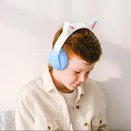 Навушники Hoco W42 Cat Ear Bluetooth з котячими вушками та LED-підсвіткою Блакитні з білим - мініатюра 3