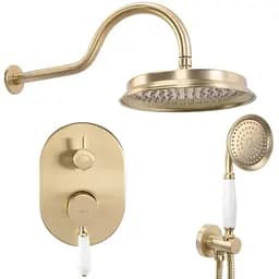 Душова система Rea Serra brushed gold + BOX прихованого монтажу REA-B1149, Золотий