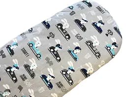 Простынь Moontime хлопковая в коляску "Кролики в машинках"