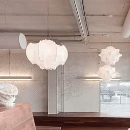 светильник с белым абажуром 50х45 см в стиле Wabi-sabi | Ст. PLP 05-500*450 Line F