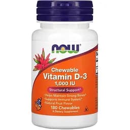 Вітамін D3 Now Foods зі смаком фруктів 1000 МО 180 таблеток