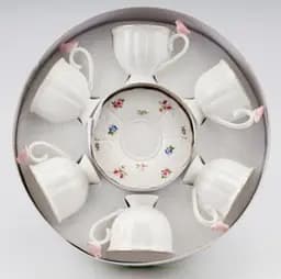 Фарфоровый кофейный чайный сервиз Птичий шепот 260 мл на 6 персон Белый 9292-004