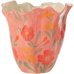 Ваза J-line фигурная розовая с ручной росписью 29 см (53398)