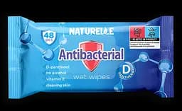 Вологі серветки антибактеріальні Naturelle Antibacterial D-panthenol 48 шт. Серветки які не подразнюють шкіру