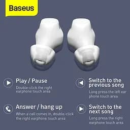 Навушники Bluetooth Baseus Encok True Wireless Earphones WM01 (NGWM01-02) білі - мініатюра 6