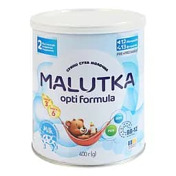 Суміш молочна суха Malutka Opti formula 2 для дітей від 6-ти місяців 400 г