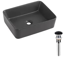 Раковина накладна Qtap Tern Anthracite, прямокутна, з донним клапаном QT17116069AN - мініатюра 2