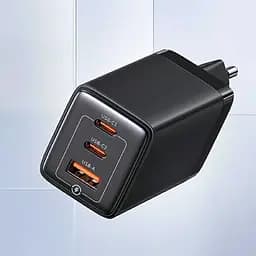 Зарядний пристрій швидкісний 3 виходи Usams US-CC180 triple GaN USB-A + 2*USB-C 65 W 5A чорний - мініатюра 2