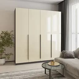 Шафа 4-дверна MebelStar Оскар Gloss BL-B, додаткова штанга 200x52x220 см Антрацит/Альмонд (MBS-5312)