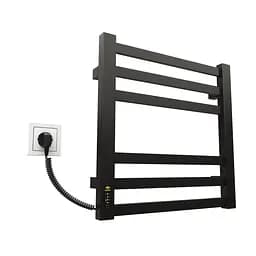 Электрический полотенцесушитель Kosser Герда 500x500 EL тайм. черный ДГ01EL, Черный матовый, Левое